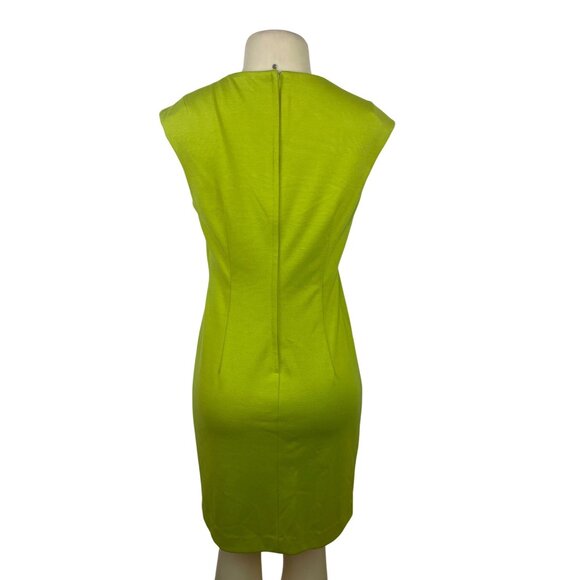 Premier Lime Green Sleeveless Sheath Dress W/ Collar Detail Size 6 - Picture 3 of 8